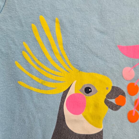 Mini Boden Cockatiel Applique Short Sleeve T-Shirt Blue Pink Girls 3-4Y - Picture 2 of 10